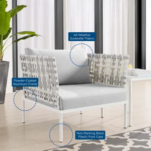 Harmony 6-Piece Sunbrella Basket Weave Outdoor Patio Aluminum Seating Set