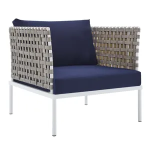 Harmony 6-Piece Sunbrella Basket Weave Outdoor Patio Aluminum Seating Set