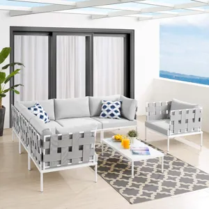Harmony 7-Piece Sunbrella Outdoor Patio Aluminum Sectional Sofa Set