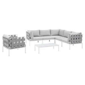 Harmony 7-Piece Sunbrella Outdoor Patio Aluminum Sectional Sofa Set