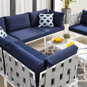 Harmony 7-Piece Sunbrella Outdoor Patio Aluminum Sectional Sofa Set