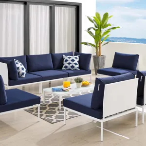 Harmony 8-Piece Sunbrella Outdoor Patio Aluminum Sectional Sofa Set
