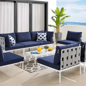 Harmony 8-Piece Sunbrella Outdoor Patio All Mesh Sectional Sofa Set