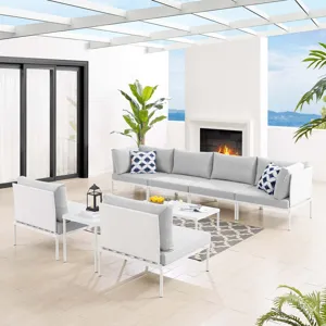 Harmony 8-Piece Sunbrella Outdoor Patio Aluminum Sectional Sofa Set