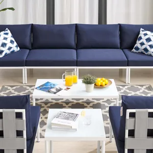Harmony 8-Piece Sunbrella Outdoor Patio Aluminum Sectional Sofa Set