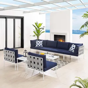 Harmony 8-Piece Sunbrella Outdoor Patio Aluminum Sectional Sofa Set