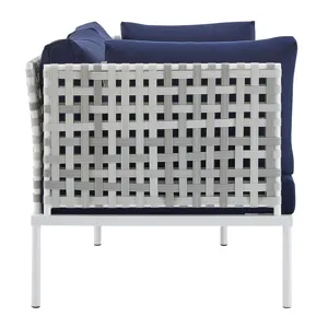 Harmony 8-Piece Sunbrella Basket Weave Outdoor Patio Aluminum Seating Set