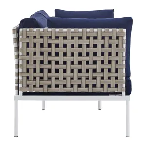 Harmony 8-Piece Sunbrella Basket Weave Outdoor Patio Aluminum Seating Set