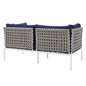 Harmony 8-Piece Sunbrella Basket Weave Outdoor Patio Aluminum Seating Set