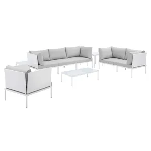 Harmony 8-Piece Sunbrella Outdoor Patio Aluminum Seating Set