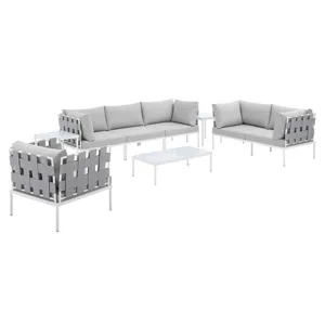 Harmony 8-Piece Sunbrella Outdoor Patio Aluminum Seating Set