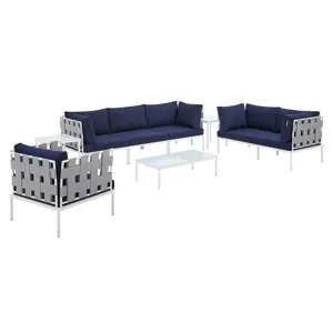 Harmony 8-Piece Sunbrella Outdoor Patio Aluminum Seating Set