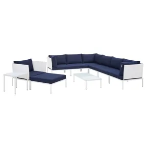 Harmony 10-Piece Sunbrella Outdoor Patio Aluminum Sectional Sofa Set