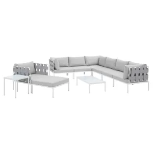 Harmony 10-Piece Sunbrella Outdoor Patio Aluminum Sectional Sofa Set