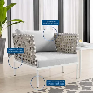 Harmony Sunbrella Basket Weave Outdoor Patio Aluminum Armchair