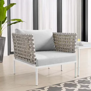 Harmony Sunbrella Basket Weave Outdoor Patio Aluminum Armchair