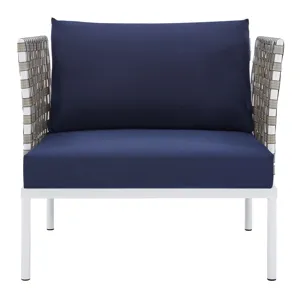 Harmony Sunbrella Basket Weave Outdoor Patio Aluminum Armchair