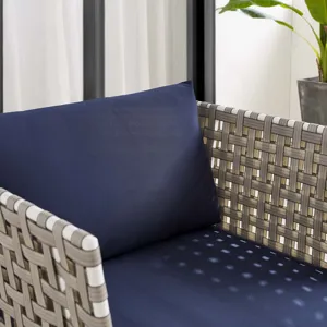 Harmony Sunbrella Basket Weave Outdoor Patio Aluminum Armchair