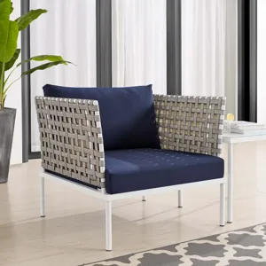 Harmony Sunbrella Basket Weave Outdoor Patio Aluminum Armchair