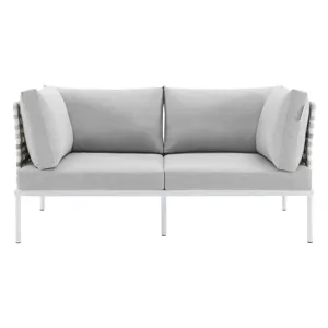 Harmony Sunbrella Basket Weave Outdoor Patio Aluminum Loveseat