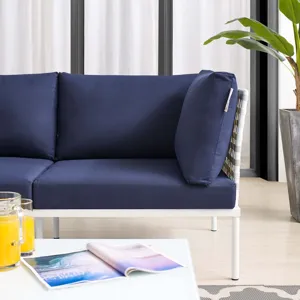 Harmony Sunbrella Basket Weave Outdoor Patio Aluminum Loveseat