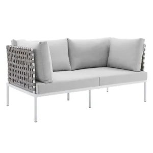 Harmony Sunbrella Basket Weave Outdoor Patio Aluminum Loveseat