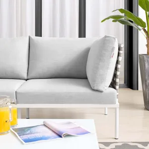 Harmony Sunbrella Basket Weave Outdoor Patio Aluminum Loveseat
