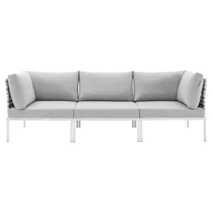 Harmony Sunbrella Basket Weave Outdoor Patio Aluminum Sofa