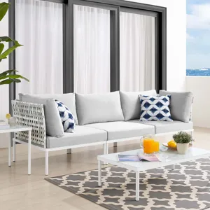Harmony Sunbrella Basket Weave Outdoor Patio Aluminum Sofa