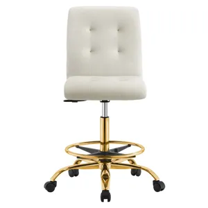 Prim Armless Performance Velvet Drafting Chair