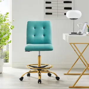 Prim Armless Performance Velvet Drafting Chair