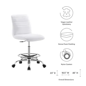 Ripple Armless Vegan Leather Drafting Chair