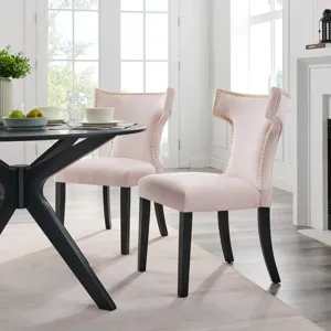 Curve Performance Velvet Dining Chairs - Set of 2