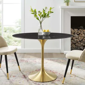 Lippa 42" Oval Artificial Marble Dining Table