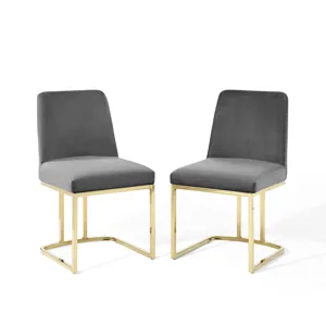 Amplify Sled Base Performance Velvet Dining Chairs - Set of 2