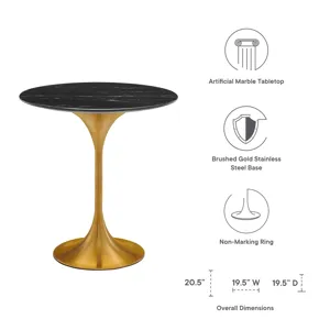 Lippa 20" Round Artificial Marble Side Table