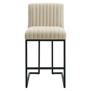 Indulge Channel Tufted Fabric Counter Stools - Set of 2