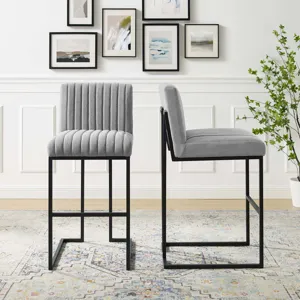 Indulge Channel Tufted Fabric Bar Stools