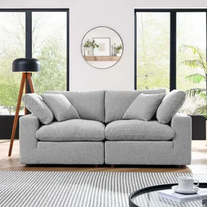 Commix Down Filled Overstuffed Boucle Fabric Loveseat