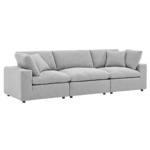 Commix Down Filled Overstuffed Boucle Fabric 3-Seater Sofa