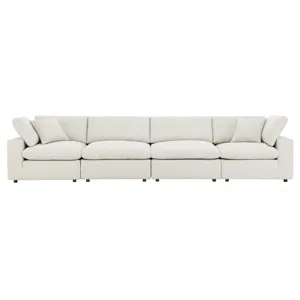 Commix Down Filled Overstuffed Boucle Fabric 4-Seater Sofa