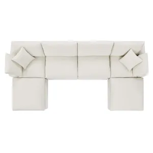Commix Down Filled Overstuffed Boucle 6-Piece Sectional Sofa