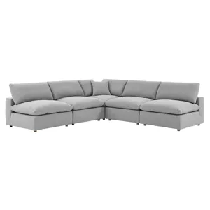 Commix Down Filled Overstuffed Boucle Fabric 5-Piece Sectional Sofa
