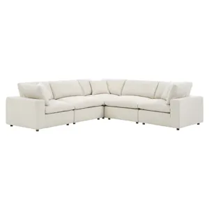 Commix Down Filled Overstuffed Boucle 5-Piece Sectional Sofa
