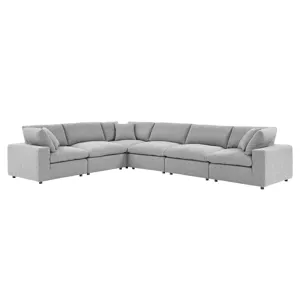 Commix Down Filled Overstuffed Boucle Fabric 6-Piece Sectional Sofa