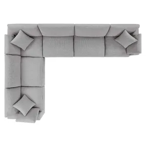 Commix Down Filled Overstuffed Boucle Fabric 6-Piece Sectional Sofa