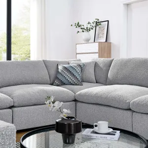 Commix Down Filled Overstuffed Boucle Fabric 8-Piece Sectional Sofa