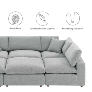 Commix Down Filled Overstuffed Boucle Fabric 6-Piece Sectional Sofa