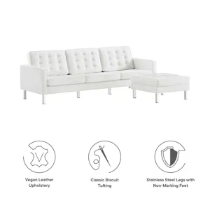 Loft Tufted Vegan Leather Sofa and Ottoman Set