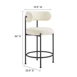 Albie Boucle Fabric Counter Stools - Set of 2